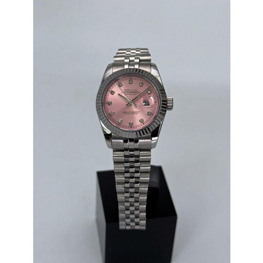 Custom Seiko Mod • Pink Diamond Silver Datejust Automatic • 31mm